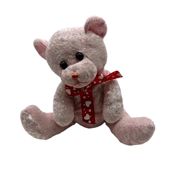 Best Made Toys Valentines Day Pink Bear With Red Heart Bow 9" Stuffed Animal - Picture 1 of 7